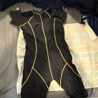 Black And Yellow Short Sleeve Triathlon Suit With Front Zipper