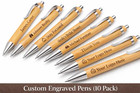 Custom Engraved Bamboo Pens   Personalized Logo  Name Bulk Set  10 Pack 