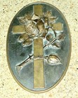 Vintage Bronze Rose Christian Cross Plaque Plate