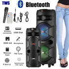 5 000w Portable Bluetooth Speaker Dual Woofer Heavy Bass Party System Mic Aux Fm