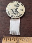 Gen  J  Haller  A True Son Of Poland pinback Button ribbons 1923 Backing Paper