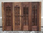 20  Tall X 27  W Salvaged Wood Interior Louver Plantation Window Shutters Vtg