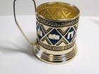 Vintage Beautiful Russian Set Of 2 Enameled Cup Holders  Volgograd 