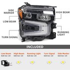 Pair For 2022-2024 Silverado 1500 Lt Trail Boss rst Black Bezel Led Headlights