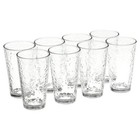 8pc Glass Drinkware Set Textured Design 16oz Dishwasher Safe Beverages New