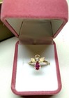 Vintage Avon Kids Pink Crystal Ring Size 4 Angel With Box And Case