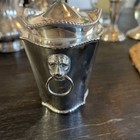 Antique Old English Sheffield Silver Plated Tea Caddy W lion Head Side Handles