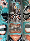 Set Of 3 20  Tiki Mask Hawaiian Wall Art Island Home Decor Tribal Bar Tropical