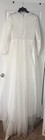 White Lace Bodice Long Sleeve A-line Scoop Neck Wedding Dress Size 4-6