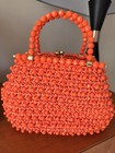 Vintage Donna Coral Beaded Top Handle Handbag Made In Japan John Wind Kiss Lock