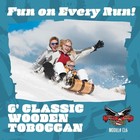 6 Foot Classic Wood Toboggan Sled For 1 To 3 Riders  walnut  Long Snow Sled