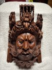 10 5  Vintage Asian Chinese Emperor   Dragons Hand Carved Wood Mask Rosewood 