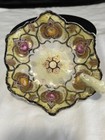 Antique Nippon Art Nouveau Nappy Bowl Hand Painted Jeweled Gold Beaded Dish
