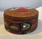 Northwest Coast Native American First Nations Carved Wood Trinket Box