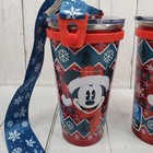 Disney Parks Christmas Mickey Mouse Stainless Steel Tumbler Set Lanyard New Rare