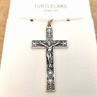 925 Sterling Silver 3d Christian Jesus Christ Cross Catholic Crucifix Necklace