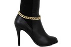 Women Boot Bracelet Metal Chain Basic Links Thick Gold Anklet 2pcs Shoe Charm