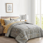 Gray Comforter Sheet Set Bed In A Bag 7 Pieces King Size Tree Branch Bloom Flowe
