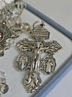 Vintage Clear smoke Bead Christian Catholic Rosary W  Indulgence Crucifix Italy