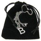 Silver Stainless Steel Monogram Letter Charm Chain Necklace With Initial Pendant