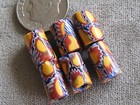 Lot Of 6 Antique Venetian Millefiori Trade Beads Blue Mustard Brick Red 11x7mm