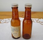 Vintage Budweiser Miniature Beer Bottle Salt   Pepper Shakers  