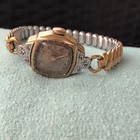 Vintage Women s Gold-tone Cushion Case Analog Watch Silver Dial Expansion Band