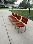 1970s Mid Century Modern Orange Velvet Chairs Set Of 4 Vintage