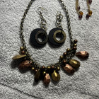 Bronze Color Necklace And Three Earrings Set Fashion Jewelry