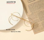 39mm Small Round Vintage Wire Rim Glasses Optical Frame Cable Temples Fit