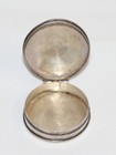 Antique Sterling Silver Pill   Snuff Box Round Hinged Engraved Lid