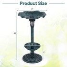 Solar Bird Bath Standing Pedestal Birdbath   Feeder Combo W  Lotus Leaf Bowl