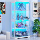 Led Curio Display Storage 4 Tier Cabinet Collectible Glass Standing Shelf Rack