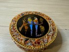 Vintage Hand Made Parrots   Stone Trinket Jewelry Box Brazil Round 4 5  1 25  De