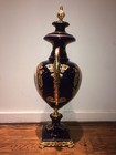 Antique Hand Painted Courting Scene Cobalt Blue French Urn