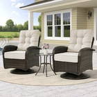 3pcs Wicker Patio Furniture Set Outdoor Swivel Patio Chairs Set With Side Table