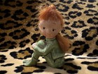 Vintage Girl Pixie Elf Figurine Green Ceramic Red Hair Mid-century 1112