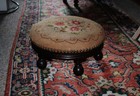 Antique Foot Stool  Original Fabric  Sturdy