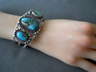 Native American Navajo Royston Nevada Turquoise Sterling Silver Cuff Bracelet