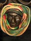 Leather Mask sculpture Black  Green Browns   Reds - 8  Artist Popeu   2001