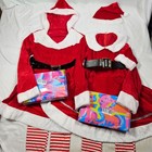 Mr  And Mrs  Santa Claus Outfits Robes  Hat  Hood  Black Belt  Candy Cane Socks