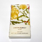 Cynthia Rowley Set 4 Napkins Cotton White Floral Green Yellow Coral