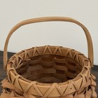 Vintage Porcupine Curl Weave Basket Rustic Farmhouse Woven Brown Wood Handle