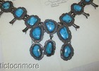 Vintage Navajo Indian Kingman Turquoise Squash Blossom Naja Necklace Sterling