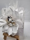 David   s Bridal Ivory Flower Clip With Crystal   Feathers Brand New