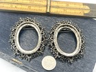 2 Pc Silver Tone Pendant Brooch Combo Setting 30x40mm Bezel Jewelry Making Lot K