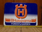 Vintage Nos  Husqvarna Forest   Garden Embossed Sign Chainsaw