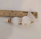 Vtg Hand Painted Wood Turned Spindle Ornament Decor Handmade White Gold Rose 6 