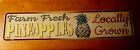 Fresh Hawaiian Pineapple Hawaii Farm Market Sign Tiki Bar Luau Beach Home Decor
