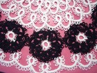 Lace Tatted Doily -tatting  12  White And Black - Round  Centerpiece  Handmade